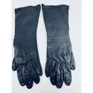 Vintage‎ Black Leather Gloves Size 7 Silk lined Gala opera classy chic Germany thumbnail 3