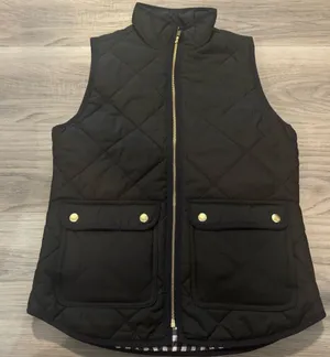 J.Crew women’s quilted vest with plaid interior and gold hardware size XXS thumbnail 1