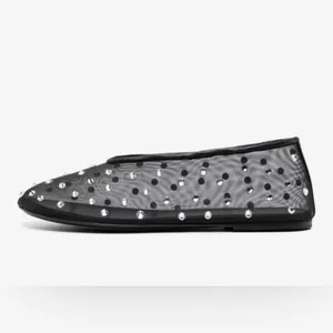 NEW Crystal-Embellished Mesh Flats Rhinestone Ballet Slip On Shoes 9.5/10 thumbnail 8