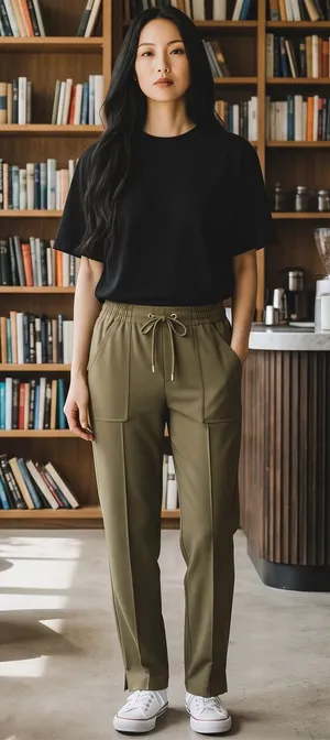 Ted Baker‎ London Olive Green Drawstring Jogger Trousers Size 0 Tapered Pants thumbnail 1