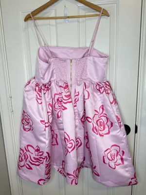BNWT Maeve Baby Pink Hot Pink Rose Printed Babydoll Mini Dress thumbnail 4