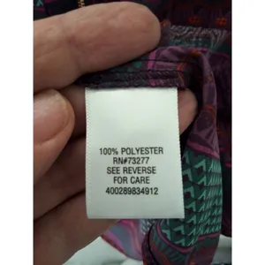 Candies Size XL Purple Multi Color Roll Tab Zip Front V-Neck Pocket Front Top thumbnail 9