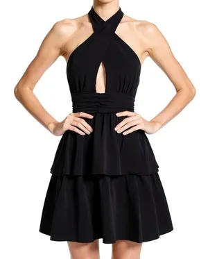 AMANDA UPRICHARD Darby Halter Mini Dress, Black, XS thumbnail 4