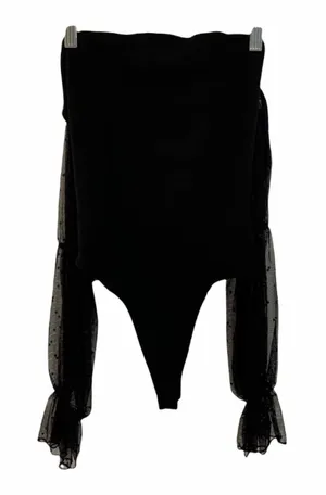Missguided Bardot Robby Mesh Puff Sleeve Bodysuit‎ Size 4 NWT thumbnail 1