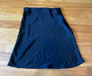 Urban Outfitters Black Satin Midi Skirt thumbnail 1
