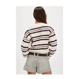 NWT Free‎ People | FP Lila Stripe Cardi / Ivory Combo Sz Small thumbnail 7