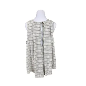 Free People Turn it Up Cream Striped High-low Tank Top SMALL‎ NWT Baggy Y2k thumbnail 6