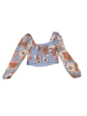 Aritzia Wilfred Grace Bustier Floral Cottage Soft Iris Cropped Poetic Top S thumbnail 5