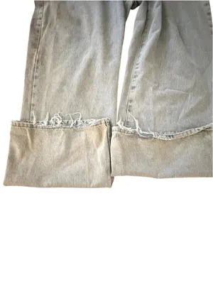 EDIKTED Light Wash Wide Leg Baggy Jeans Womens XL Y2K Double Button thumbnail 6
