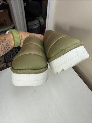 Maeve Anthropologie Puffy Platform Slippers 6/7 Sz S Green thumbnail 4