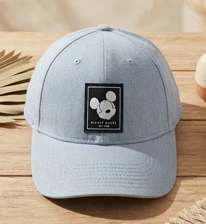 DISNEY Unsiex Mickey Mouse Baseball Cap - Light Wash Blue Denim Canvas Hat thumbnail 1