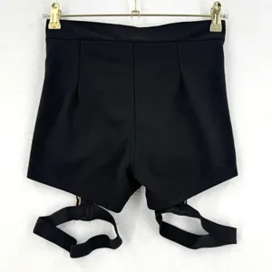 Y2K Black High Waist Shorts Women M Gold Leopard Garter Cage Clubwear Rave Party thumbnail 2