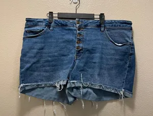 Ava & Viv Button Fly Denim Jean Shorts High Rise Cut Offs Plus Size 20W thumbnail 3
