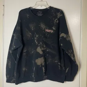 Harry Styles Debut Album Crewneck Sweatshirt Black Bleach dye XL thumbnail 1