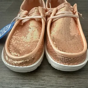Hey Dude Wendy Disco Sequin Blush Shoes Women's 10 Rose Gold Pink Sparkle NWT thumbnail 11