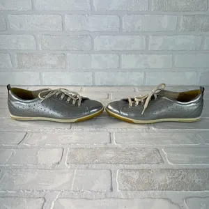 Ecco Sneakers Womens‎ 38 Metallic Silver Leather Lace Up 7 7.5 thumbnail 9