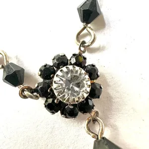 Black beaded drop pendant necklace thumbnail 4