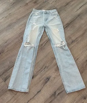 Altar'd State High Rise‎ Straight Jeans Light Wash Distressed 25 thumbnail 1