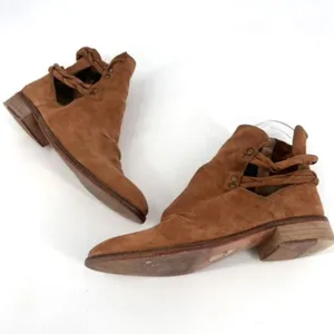 Free People Landslide Tan Bootie Ankle Boot Braided Leather Cutout Size 40‎ Tan thumbnail 6