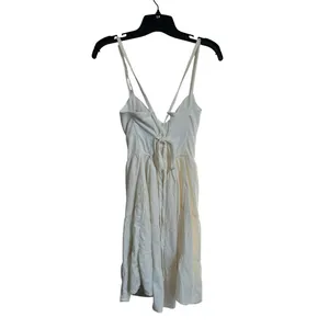 Hollister‎ White Linen Blend Tiered Mini Dress Casual Summer Size M thumbnail 2