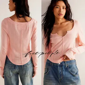 NWT FREE PEOPLE We The Free Eyes On You Pointelle Long Sleeve Top Rose Blush XL thumbnail 2
