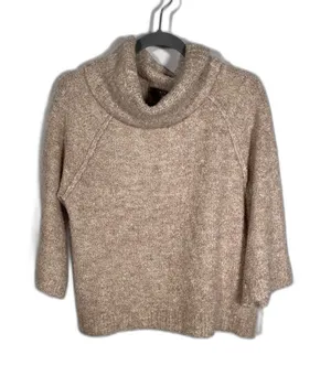 Lilla P Womens Wool Blend Cowl Neck Sweater Beige Tan Small thumbnail 1