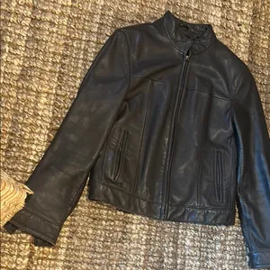 Ritz USA Vintage Brown Leather Moto Jacket Size Medium thumbnail 12