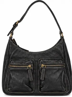 Charter Club Black Leather Multi-Pocket Shoulder Bag thumbnail 1