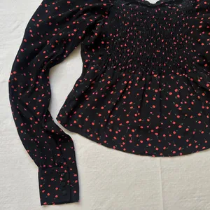 Julia Sweetheart Cherry Print Long Sleeve Top Blouse thumbnail 11