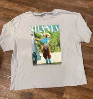 Shania Twain Graphic Tee XXL Grey Blue Short Sleeve T-Shirt thumbnail 1