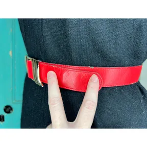 cinch Belt red goldtone vintage 1980s genuine leather thumbnail 4