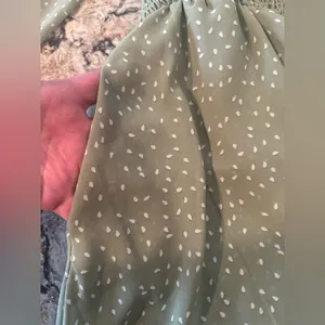 Bloomchic Wrap Shirred Waist Dress Sage Green Polka Dot Lantern Sleeve Size 12 thumbnail 14