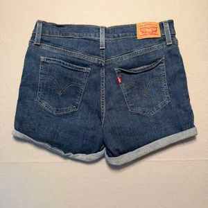 Levi's Mid Length Shorts Dark Wash Cuffed Denim Women Size 30 thumbnail 6