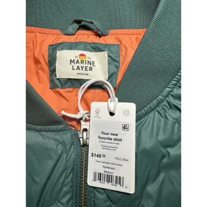 Marine Layer Avalon Lightweight Quilted Bomber Jacket Rainforest Green M NWT thumbnail 14
