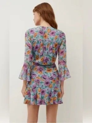 VERONICA BEARD 100% Silk Sean Floral-Printed Ruched Dress | Size 6🌸 thumbnail 2