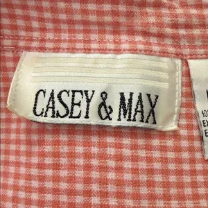 Vintage 90s Casey & Max Orange Gingham Floral Embroidery Preppy Button Up Blouse thumbnail 4