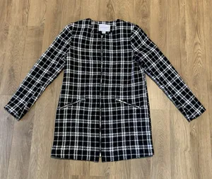 Carolina Belle houndstooth fully lined Long blazer Zipper size XS preppy college thumbnail 1
