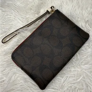 COACH Brown Coated Canvas Wristlet thumbnail 2