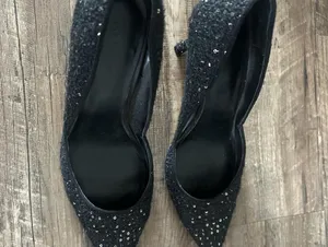 Ann Taylor Sequined Tweed Stiletto Pumps, Women’s Size 9, Black thumbnail 6
