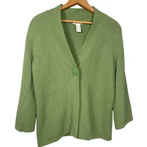 Tweeds Soft Green Angora Lambswool‎ Wool Cardigan 1 Button Sweater Kimono Size S thumbnail 1
