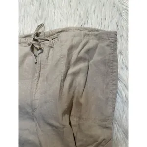 Gap Women's Size 12 Wide Leg Pants Beige Tie Waist Pockets High Rise 100% Linen thumbnail 6