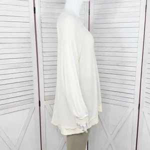 Free People Take It Off‎ Sweatshirt Inside Out Raglan Slouchy Ivory XS thumbnail 4