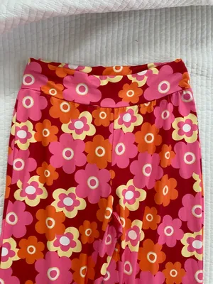 Orange and pink floral flare yoga pants thumbnail 3