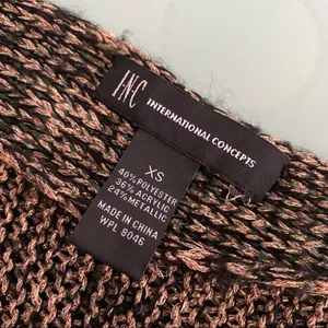INC INTERNATIONAL CONCEPTS Womens Boatneck Copper Metallic Sweater Size XS thumbnail 4