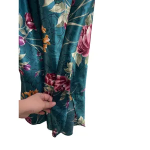 Vintage 90s Green Floral Satin Slip Fairy Grunge Lace Lingerie Top‎ Coquette S thumbnail 7