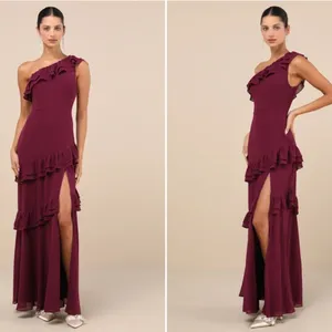 LULU's Bridesmaid Prom Wedding Flowy Romantic Flowy Sexy Chiffon Maxi Dress thumbnail 5