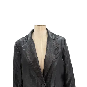 NA-KD Black Faux Croc Oversized Blazer Jacket Reptile‎ Texture EU 36 US 6 thumbnail 4