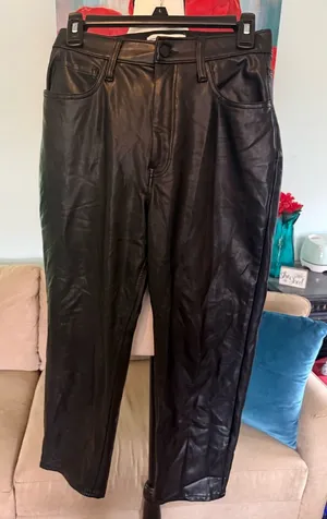 Abercrombie & Fitch Vegan Leather Pants Women's 28 6 Short Straight High Rise thumbnail 1