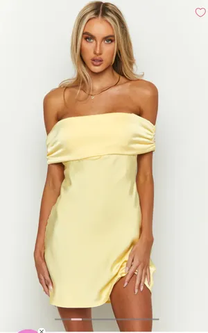 Beginning Boutique Dress Mini Yellow Satin Dress thumbnail 1