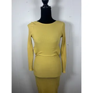 Free People Beach Last Minute Midi Dress In Yellow M Ribbed Multi Wear Options thumbnail 3